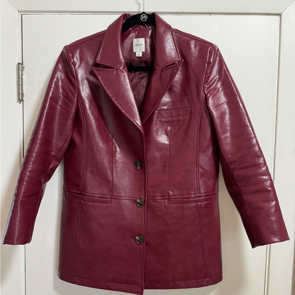 Anthropologie Maeve Faux Leather Blazer